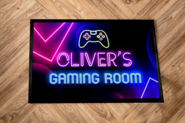 Artylicious Personalised Gaming room mat, games room, Gamer teens room non slip Door Mat 60 x 40cm