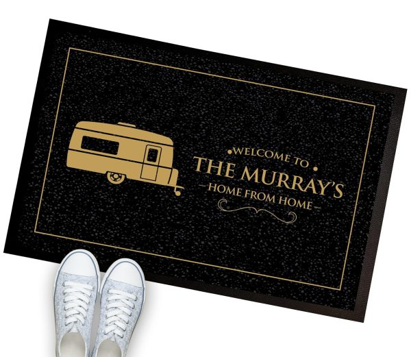 Personalised Caravan / Holiday Home Gold text - printed Door mat 60 x 40cm V2 - Image 3