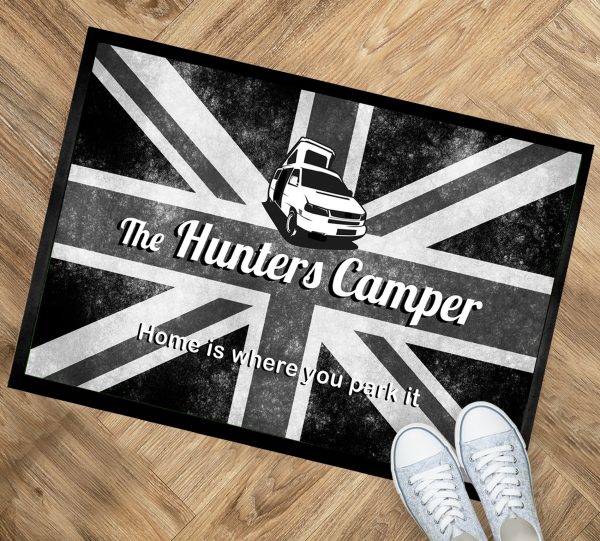 Personalised Campervan Pop Top union jack printed Door mat 60 x 40cm