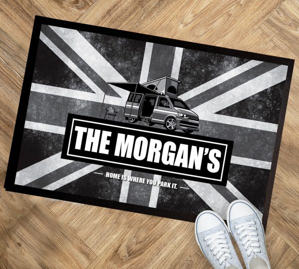 Personalised Campervan Large Pop Top union jack printed Door mat 60 x 40cm